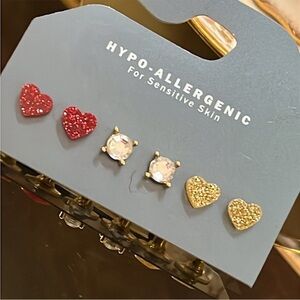 Acrylic Heart Stud Earring Set